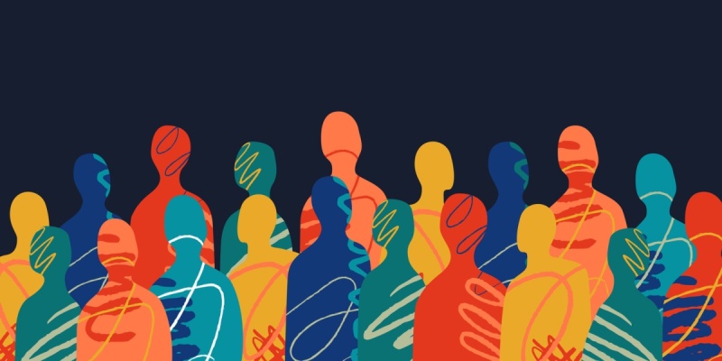 Graphic of multi-colored people